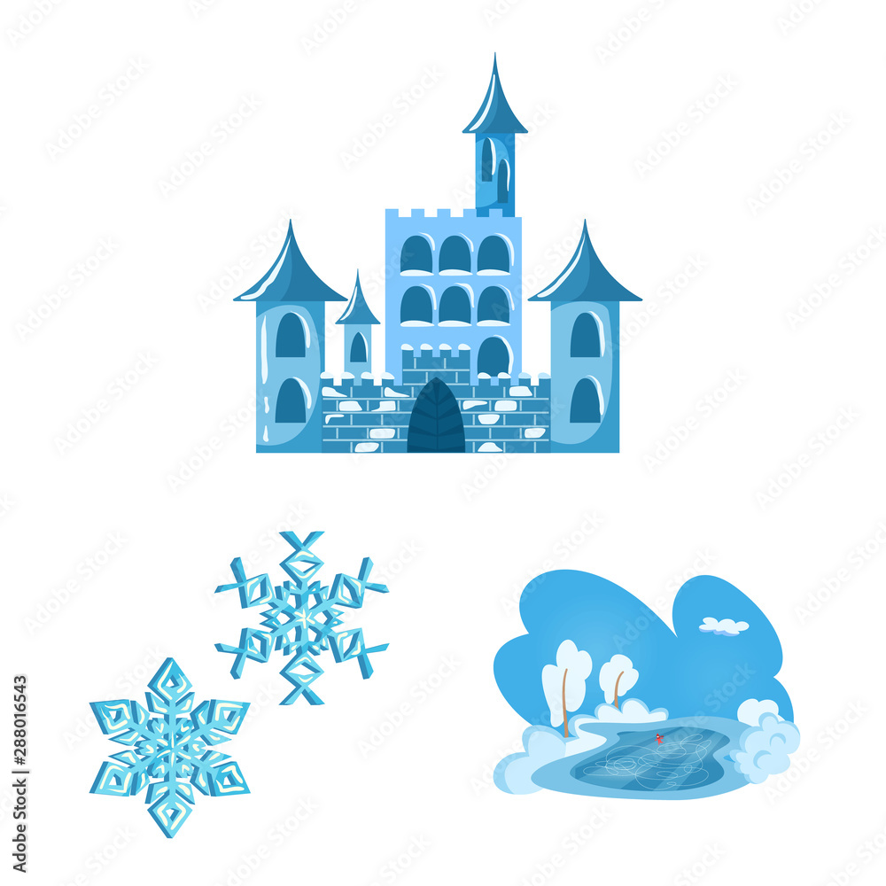 Vector design of frost and water sign. Set of frost and wet stock vector illustration.