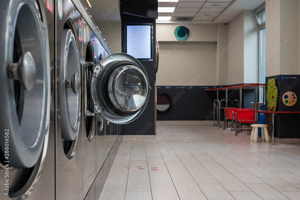 Washing machine in launderette