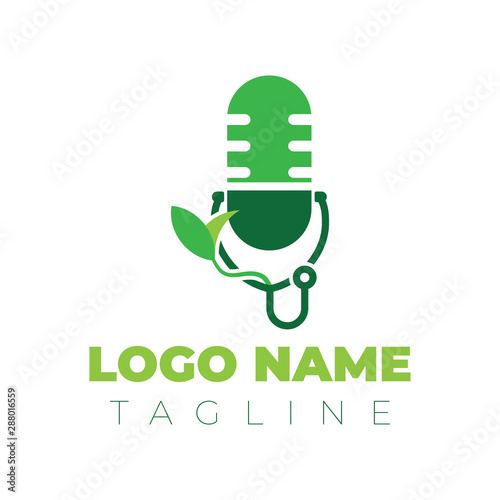Natural and health podcast logo design template