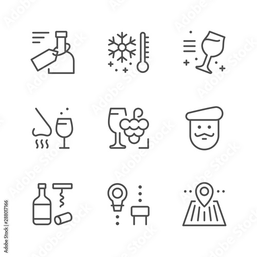 Set line icons of wine