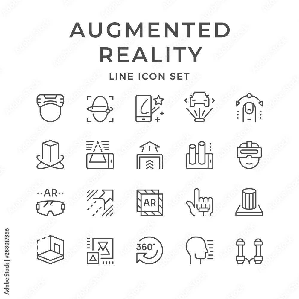 Set line icons of augmented reality Set line icons of augmented reality