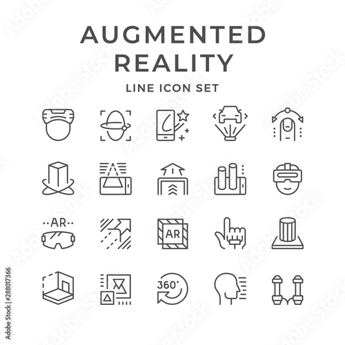 Set line icons of augmented reality