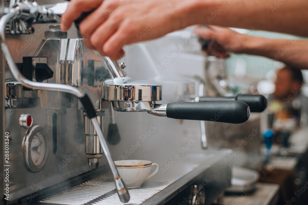 Process of making hot coffee from coffee machine Process of making hot coffee from coffee machine