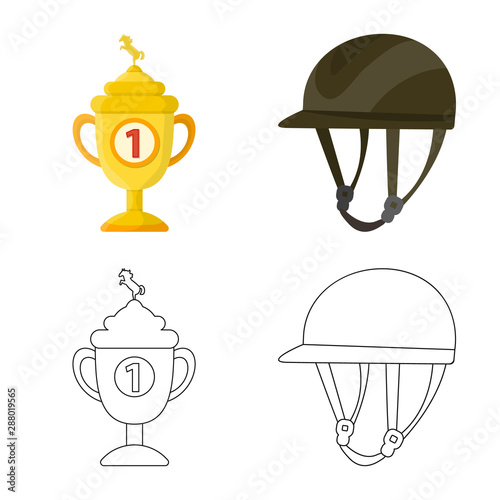 Vector illustration of equipment and riding icon. Collection of equipment and competition vector icon for stock.