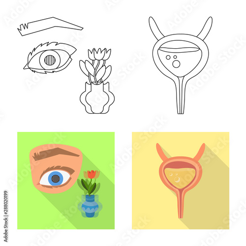 Vector illustration of diet and treatment icon. Set of diet and medicine vector icon for stock.