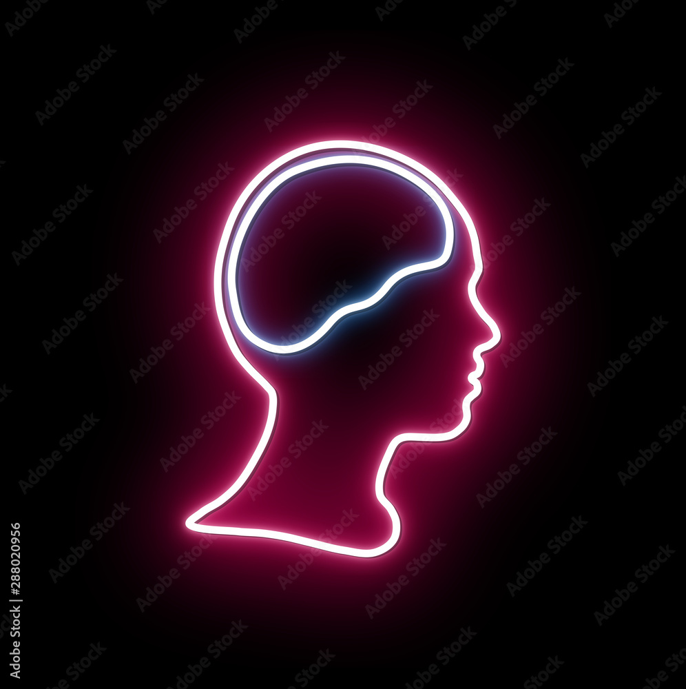 Silhouette of human head and brain