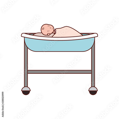 cute baby in stretcher hospital icon