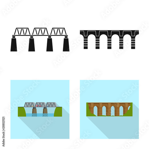 Vector illustration of connection and design icon. Set of connection and side stock symbol for web.