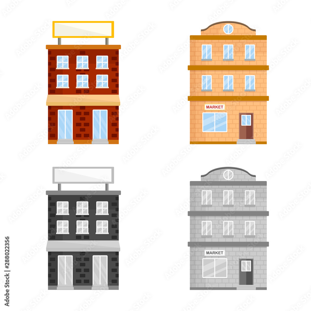 Vector illustration of municipal and center symbol. Collection of municipal and estate stock symbol for web.