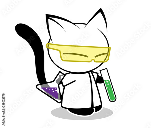 Cat action illustration on a white background. Animal action vector.