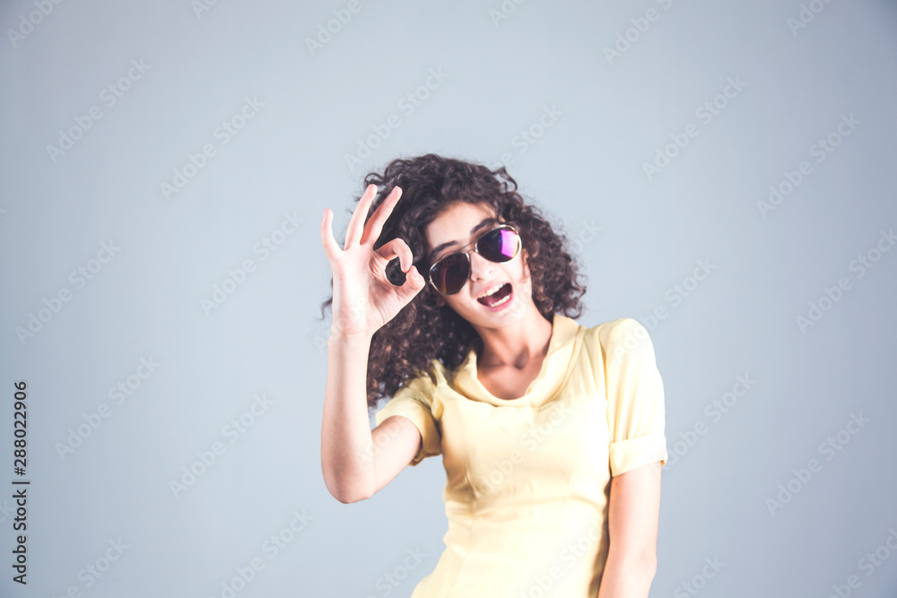 happy woman hand okay sign happy woman hand okay sign