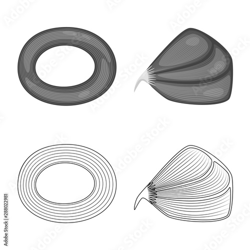 Vector design of fiber and muscular sign. Set of fiber and body stock symbol for web.
