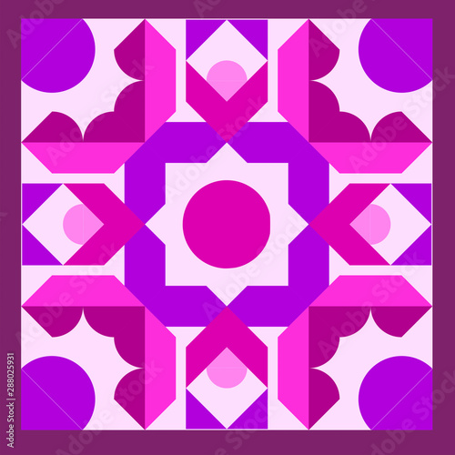 Barn quilt pattern, Patchwork design, Abstract geometric tiled trail Vector illustration