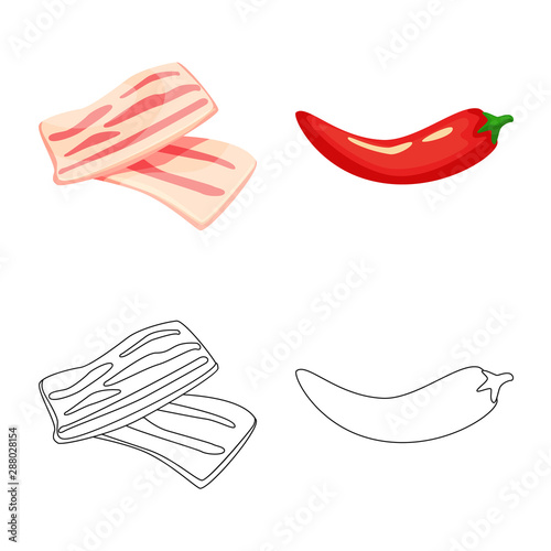 Isolated object of taste and product logo. Collection of taste and cooking stock vector illustration.