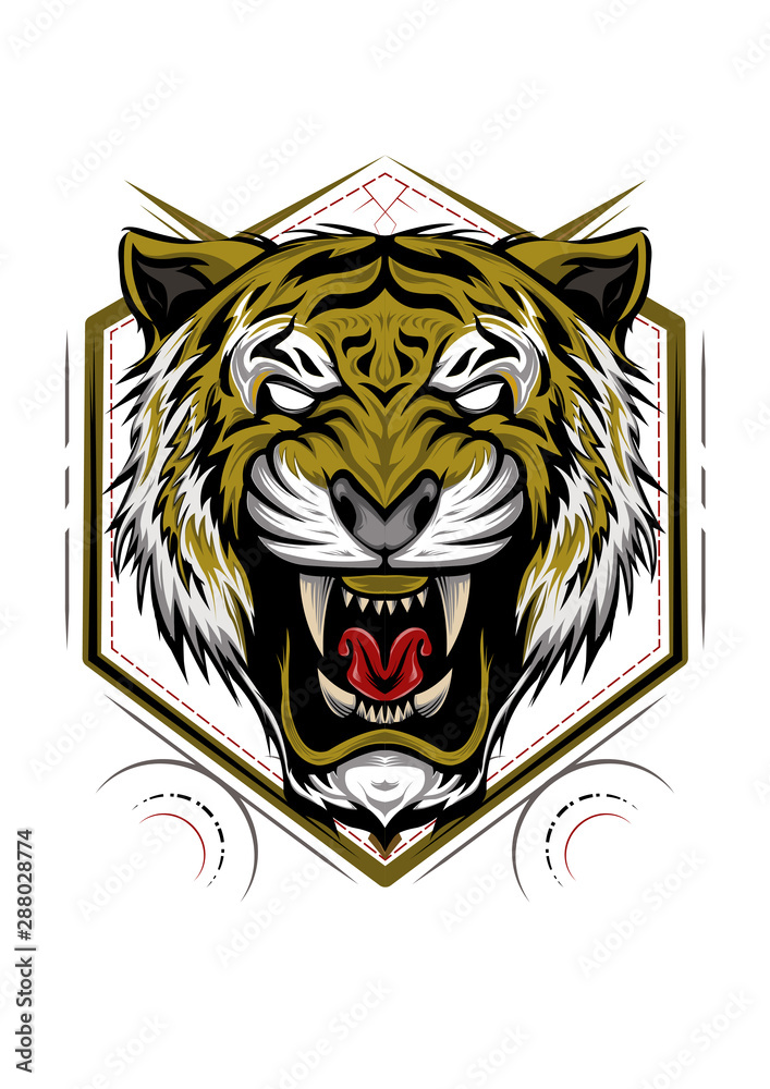 Obraz premium The Tiger head illustration on the white background