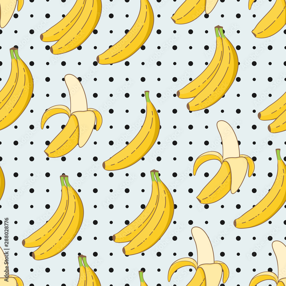 Yellow Fresh Banana Irregular Seamless Pattern. Unique and Trendy irregular seamless pattern background for your unique design.