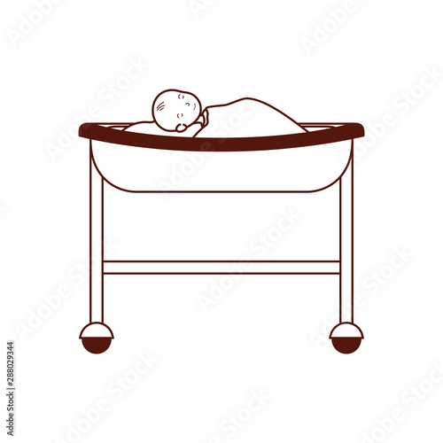 cute baby in stretcher hospital icon