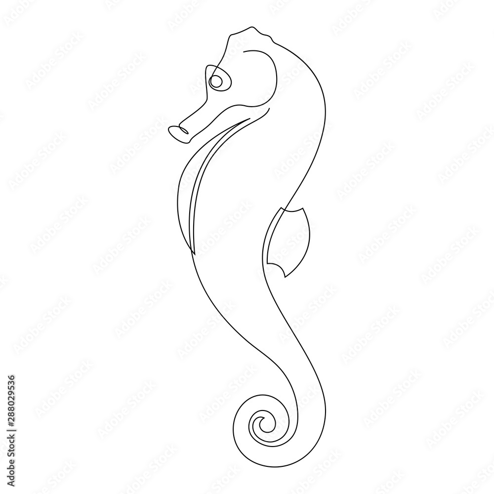 Seahorse minimalist style. One line vector illustration Seahorse minimalist style. One line vector illustration