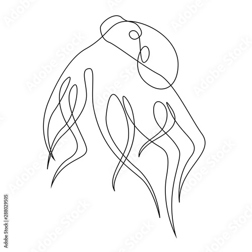 Octopus illustration drawn by one line. Minimalist style vector illustration