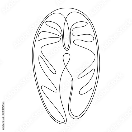 Red fish steak thin line icon. Fish meat vector illustration isolated on white. Fish fillet outline style design