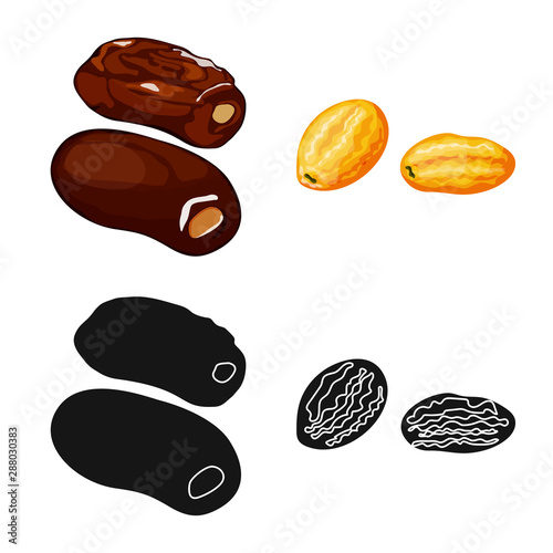 Vector illustration of food and raw logo. Collection of food and nature vector icon for stock.