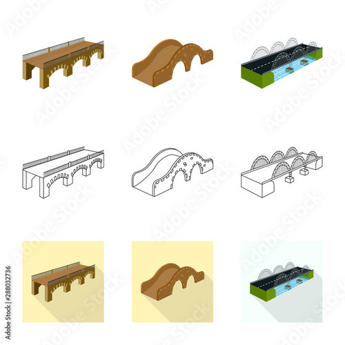 Isolated object of connection and design sign. Collection of connection and side stock symbol for web.