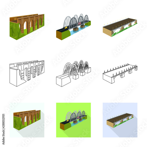 Vector illustration of connection and design icon. Set of connection and side vector icon for stock.