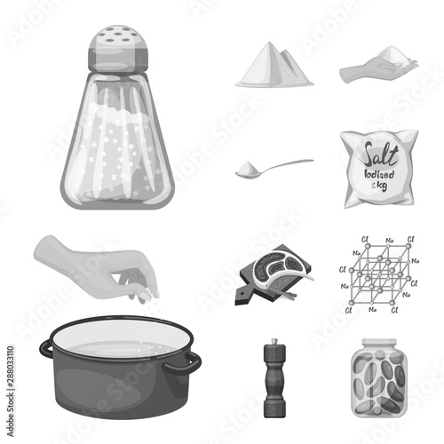 Isolated object of salt and food symbol. Collection of salt and mineral stock symbol for web.