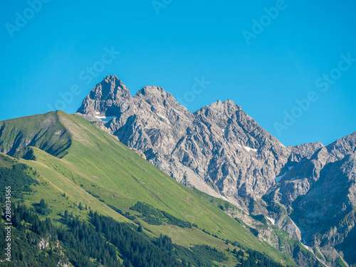 Panorama view on hill and mountain landscapes at Fellhorn , Germany. photo