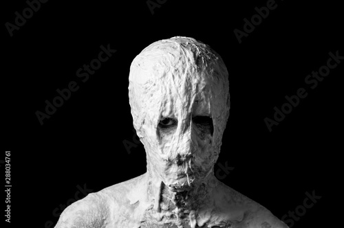 Tableau sur toile ugly shapeless face made of white mass terrible dramatic portrait of a guy