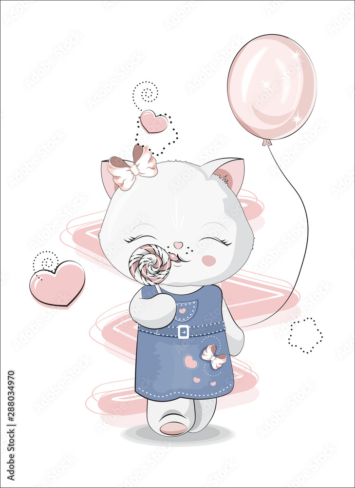 cat girl with balloon and lollipop cat girl with balloon and lollipop