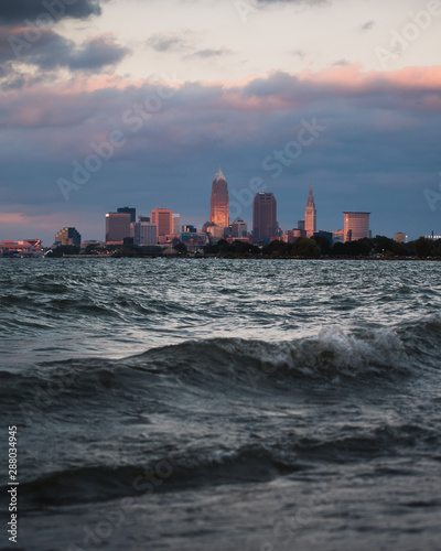 Cleveland Skyline from the beach at sunset