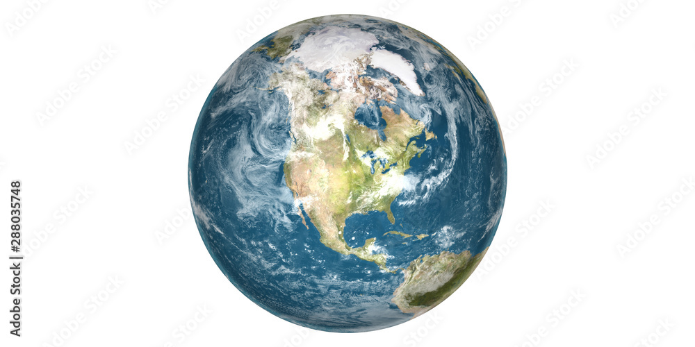Earth white background from space