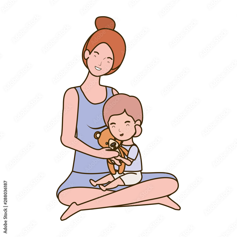 cute pregnancy mother seated with little boy characters cute pregnancy mother seated with little boy characters