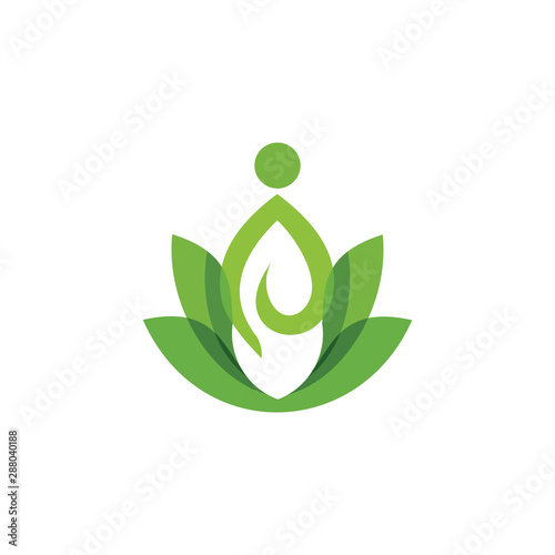 Organic leaf people logo template