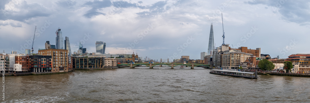 View of London incuding the river Thames, the City and the Southbank