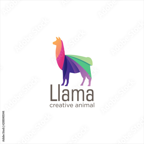 Creative Abstract Colorful LLama Logo  Icon Design Vector, Animal Logo Colorful Design, Alpaca, Vicuna, Huacaya alpaca, guanaco logo Design