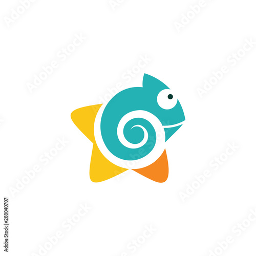 Chameleon logo concept. Original emblem design. Vector illustration.
