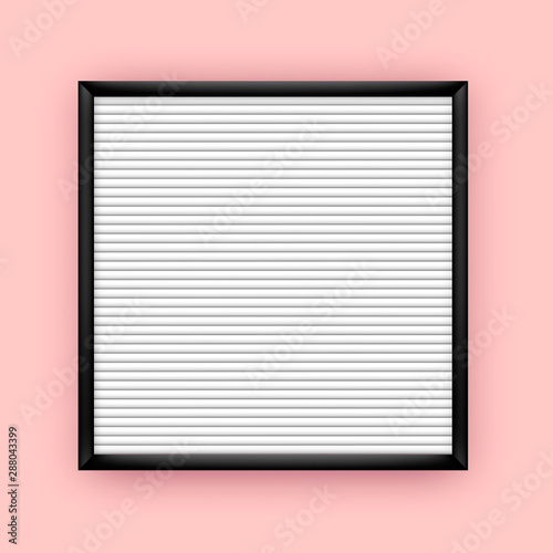 Empty white letterboard for plastic letters with black frame mockup photo