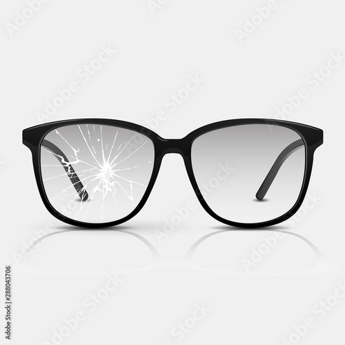 Broken glasses. Vector glasses isolated on white background.