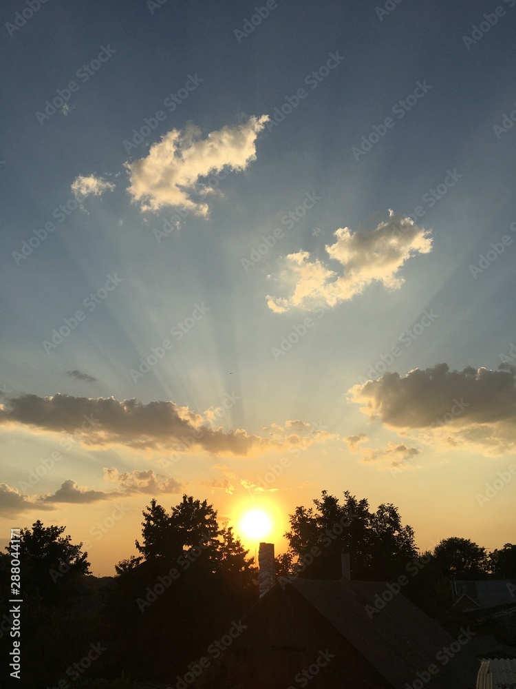 Obraz premium sky with clouds and sun