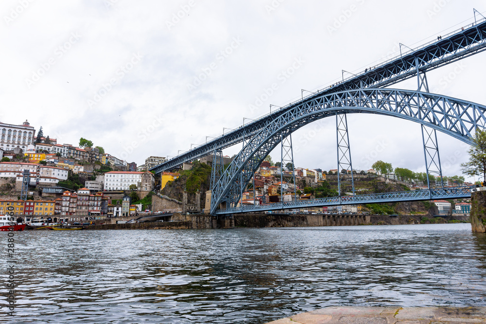 Douro river in Porto. The dominants of the city are the Dom Luis I Bridge