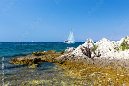 The rocky Croatian coast in sunshine.