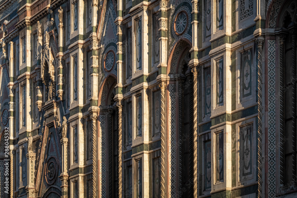 Detail view of beautiful facade The Dome (Santa Maria del Fiore), Florence, Italy