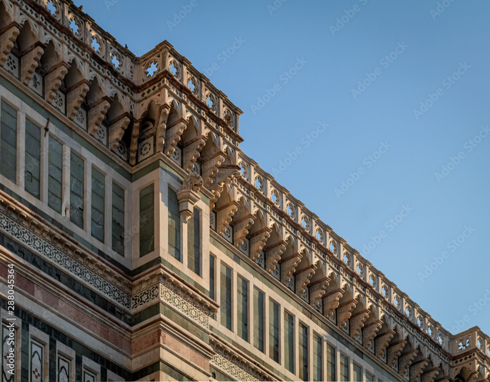 Detail view of beautiful facade The Dome (Santa Maria del Fiore), Florence, Italy