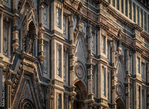 Detail view of beautiful facade The Dome (Santa Maria del Fiore), Florence, Italy