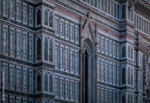 Detail view of beautiful facade The Dome (Santa Maria del Fiore), Florence, Italy