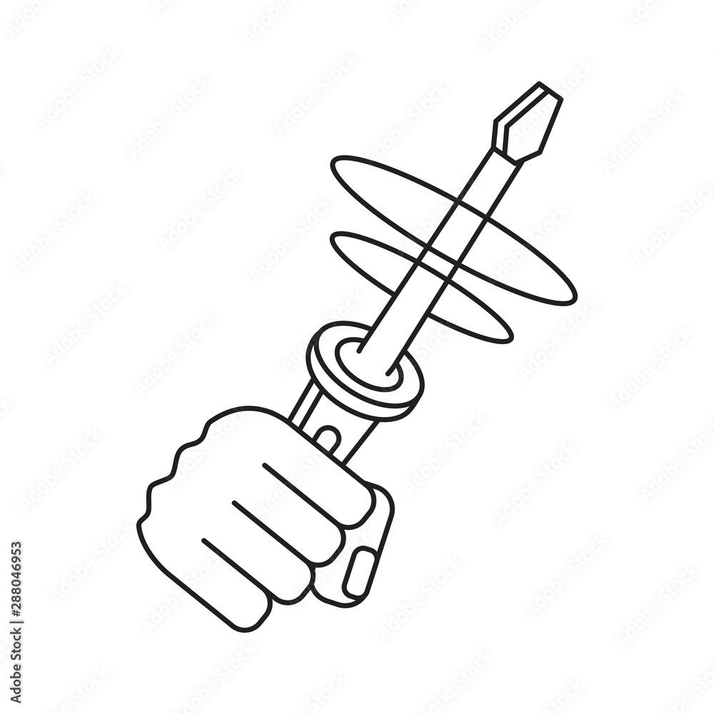 hand with screwdriver tool isolated icon hand with screwdriver tool isolated icon
