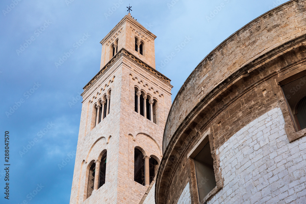 Italy, Apulia, Metropolitan City of Bari, Bari. Tower of Cathedral of San Sabino.