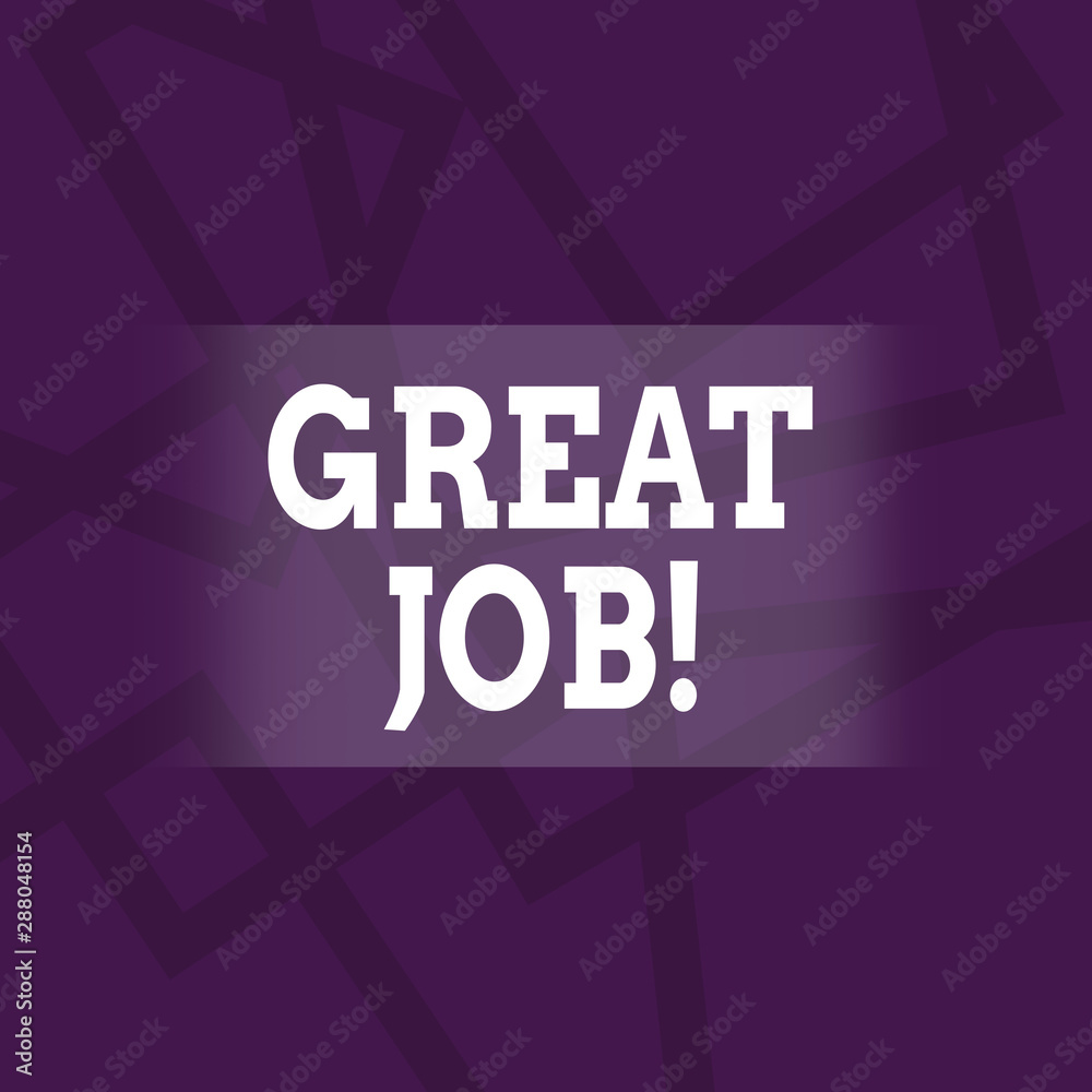 Conceptual hand writing showing Great Job. Concept meaning used praising someone for something they have done very well Geometric Outlined Shape in Violet Monochrome Abstract Pattern